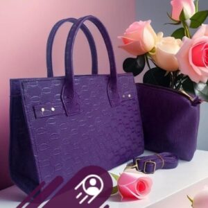 Royal Purple Monogram Tote and Pouch Set