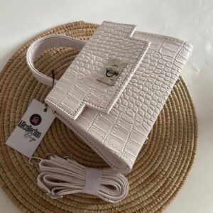 Blush Croc Embossed Mini Crossbody Bag